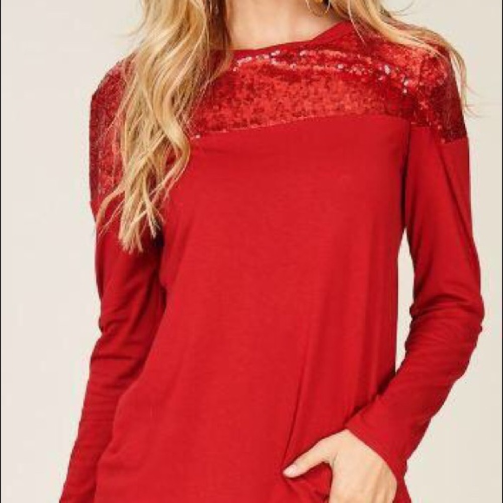 Red Glitz Top